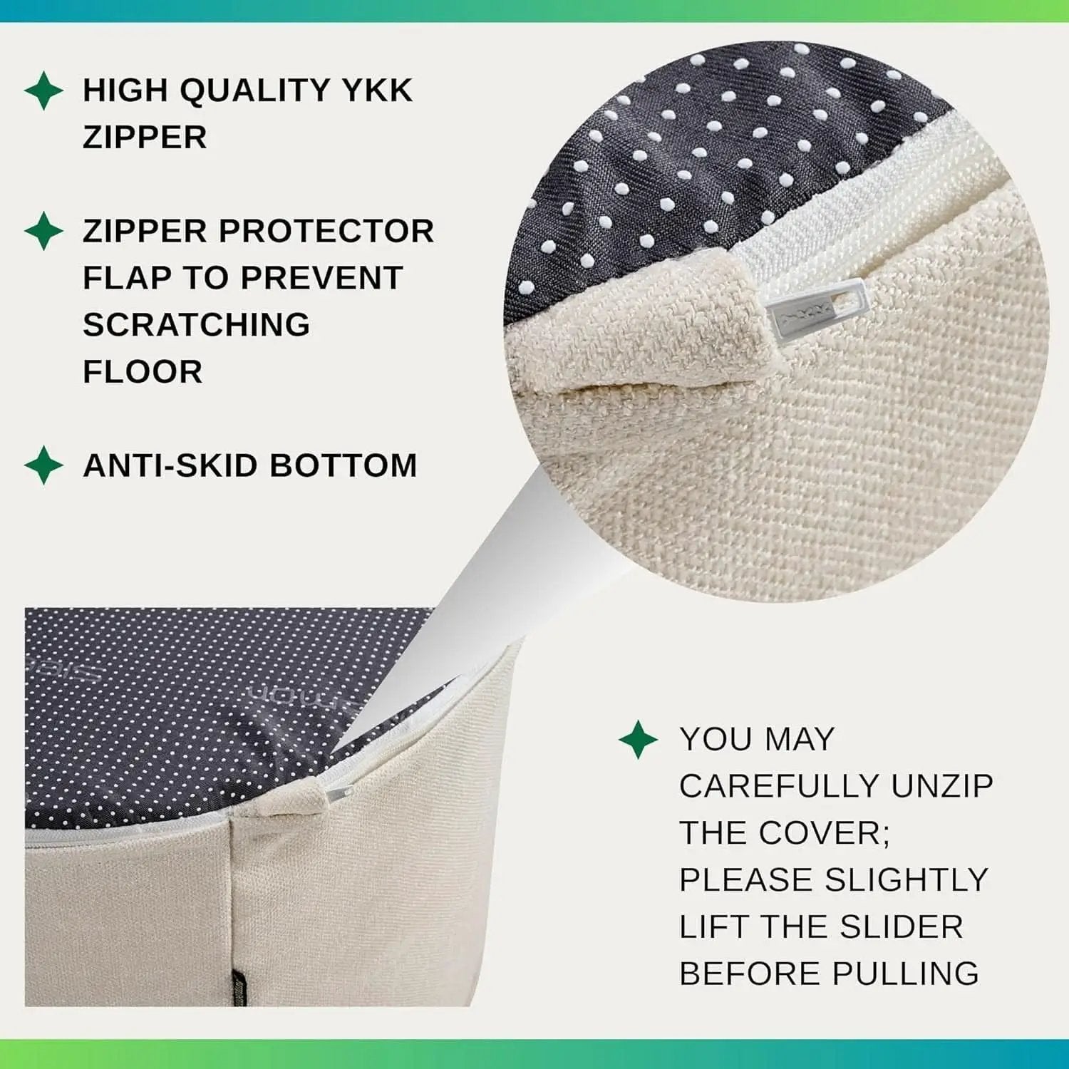Twenty Two Inch Beige Ottoman Pouf With Ultra Premium Foam from PriceLows™