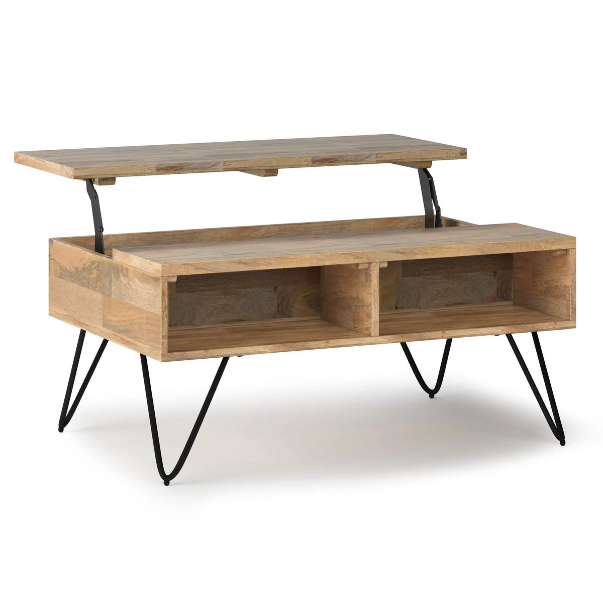 Hunter Lift Top Coffee Table | Handcrafted Solid Mango Hardwood | Split Lift Top | Large Storage Area