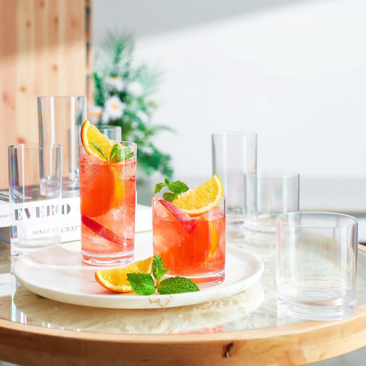 Barcelona Acrylic Lowball & Highball Glassware | 12 oz | Set of 8 | Acrylic