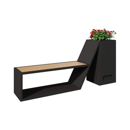 4FT Outdoor Commercial All-Weather Metal Bench With Planter Box | 4 ft | Metal | Potting Bench & Table