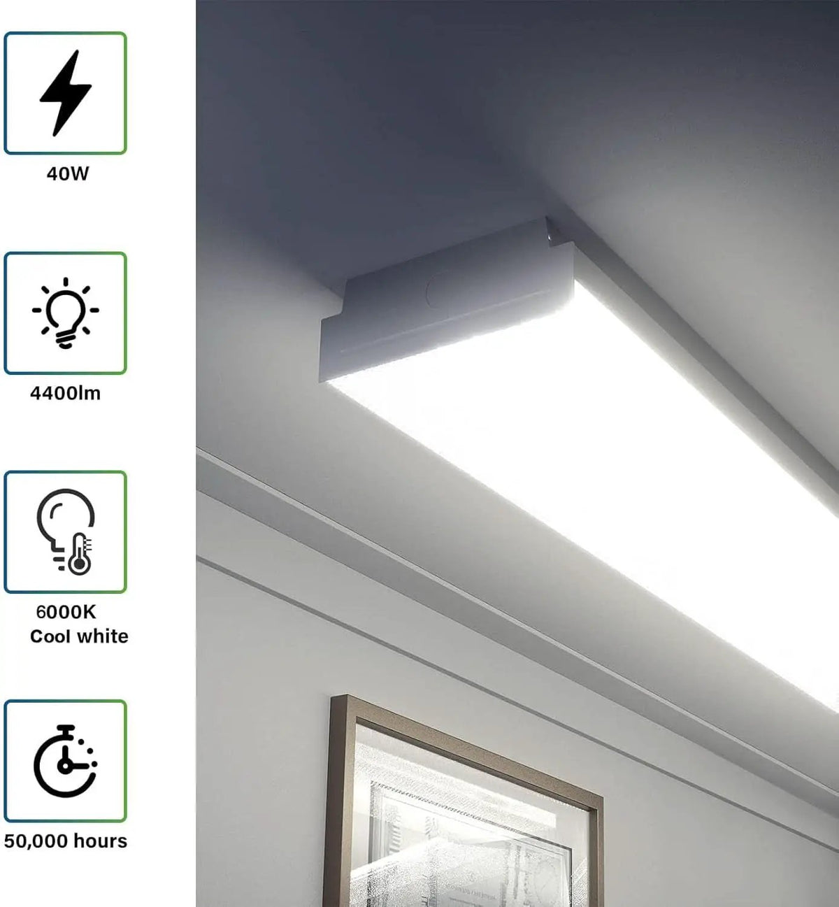 4Ft LED Wraparound Shop Lights 6000K 4400 Lumens 4 Pack from PriceLows™