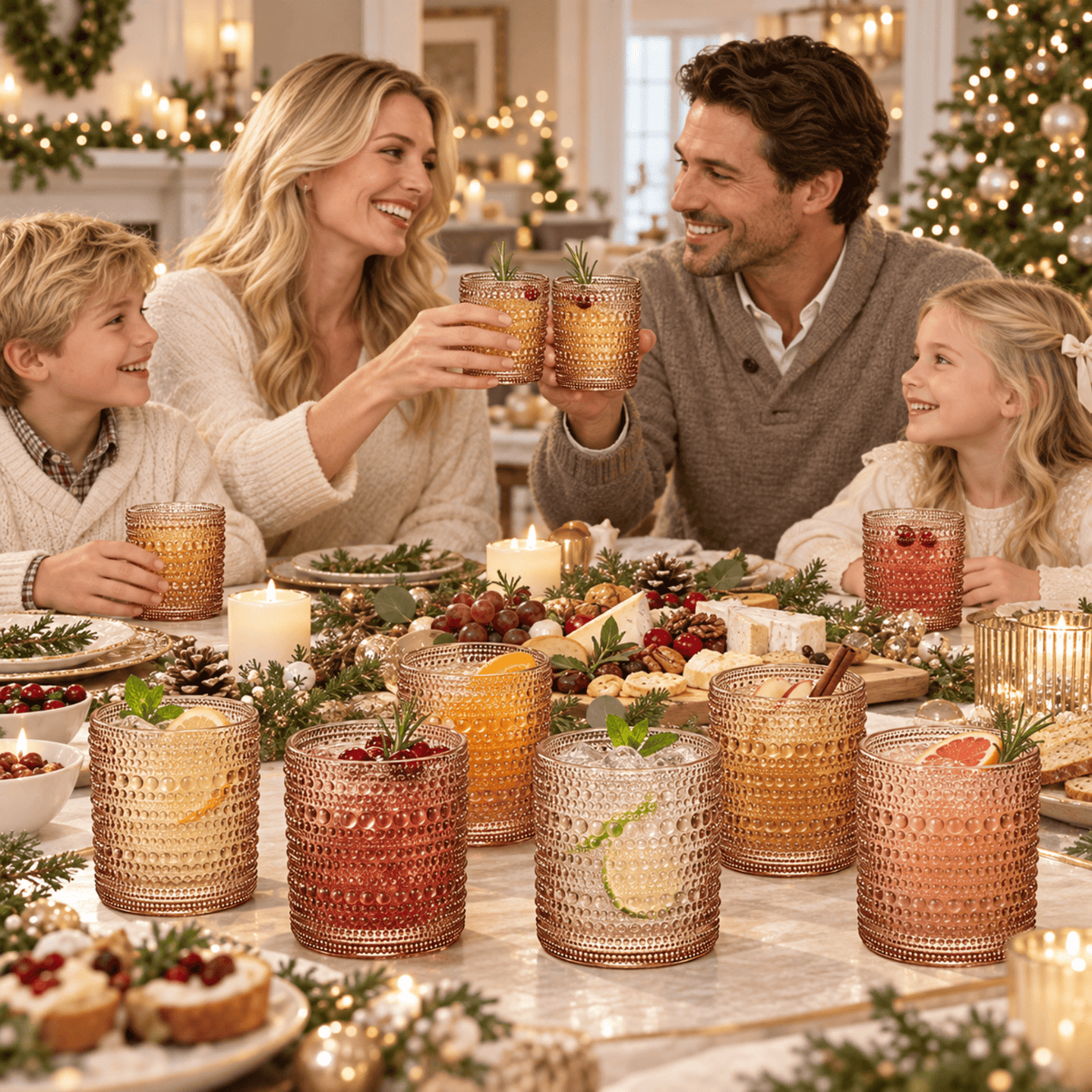 Tonal Hobnail Lowball Glassware | 12 oz | Set of 6 | Entertaining