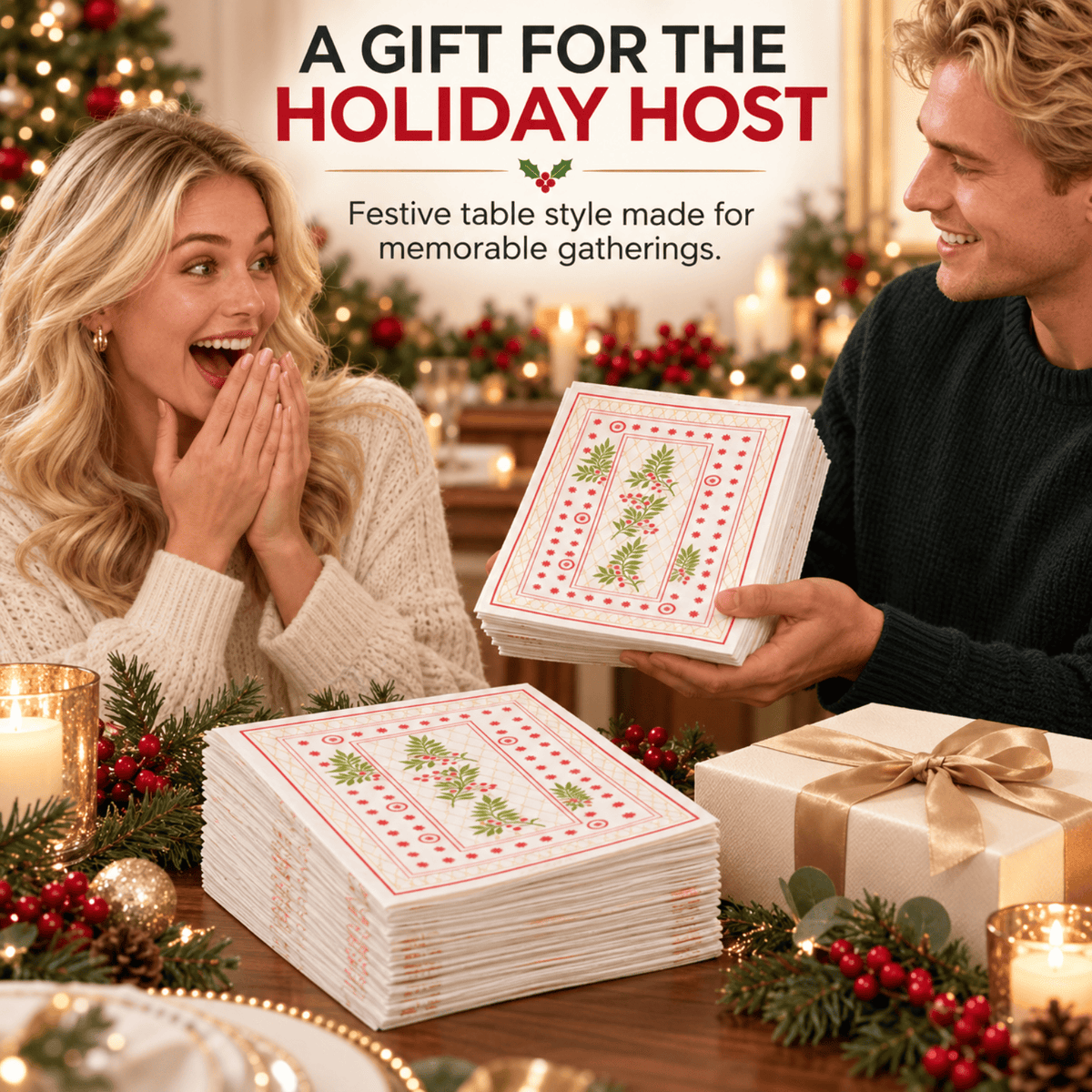 Christmas Disposable Napkins 100 Pieces | Set of 100 | Cloth Napkin | Home Decor
