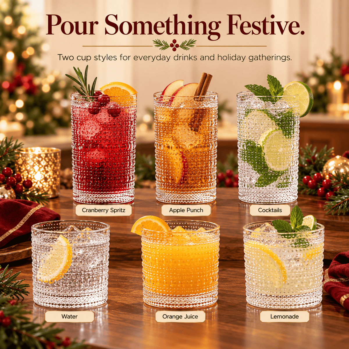 Barcelona Acrylic Hobnail Lowball & Highball Glassware | 13 oz | Set of 12 | Acrylic