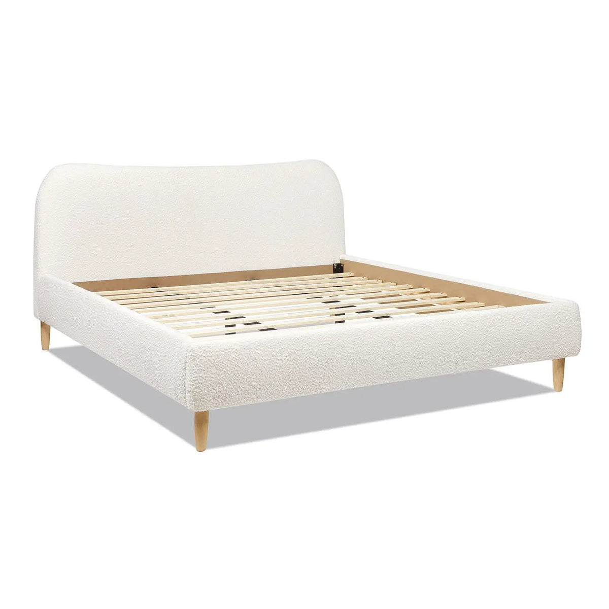 Roman Upholstered Platform Bed | Curved Headboard | Upholstered Rails | Eco-Friendly Construction