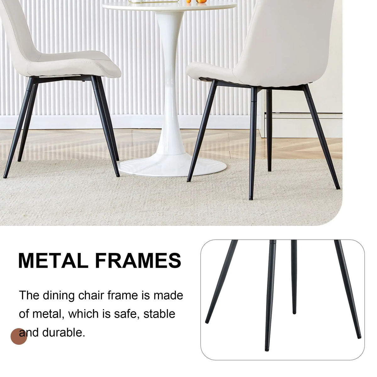 Modern Medieval Style Restaurant Cushioned Chairs With Suede Backrests Chair Set | 3 Pieces | Fabric & Metal | Dining Room