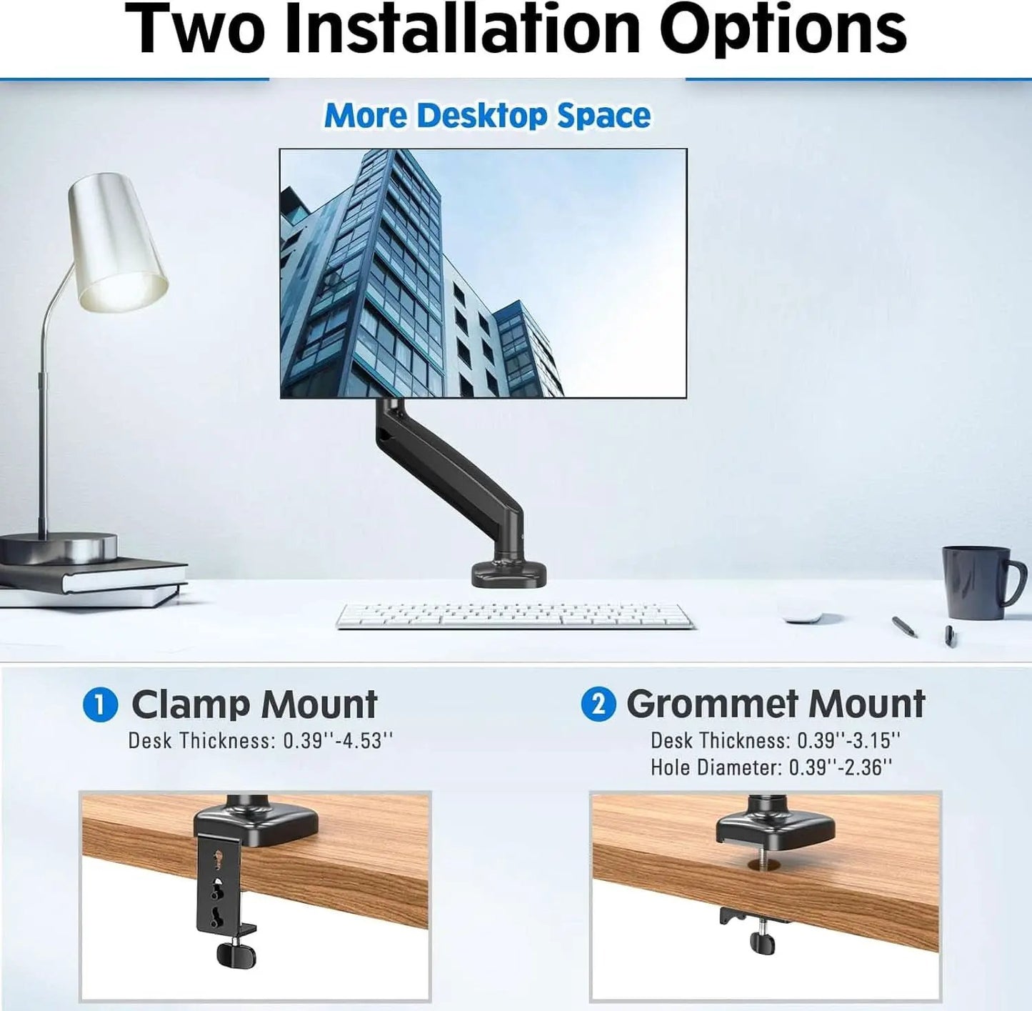 32 Inch Gas Spring Monitor Arm With Clamp VESA Black from PriceLows™