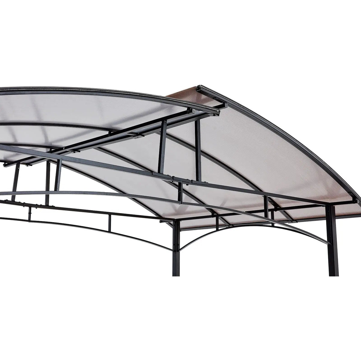 Grill Gazebo 8x5 Ft | Outdoor Patio Canopy | Steel Hardtop | Side Shelves Black