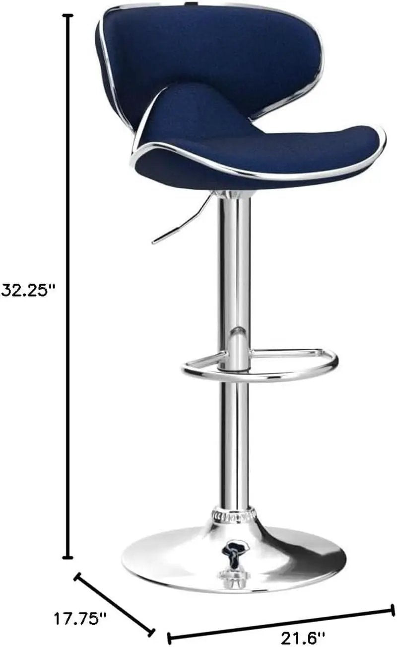 Blue Velvet Upholstered Adjustable Swivel Barstool Set Of 2 from PriceLows™