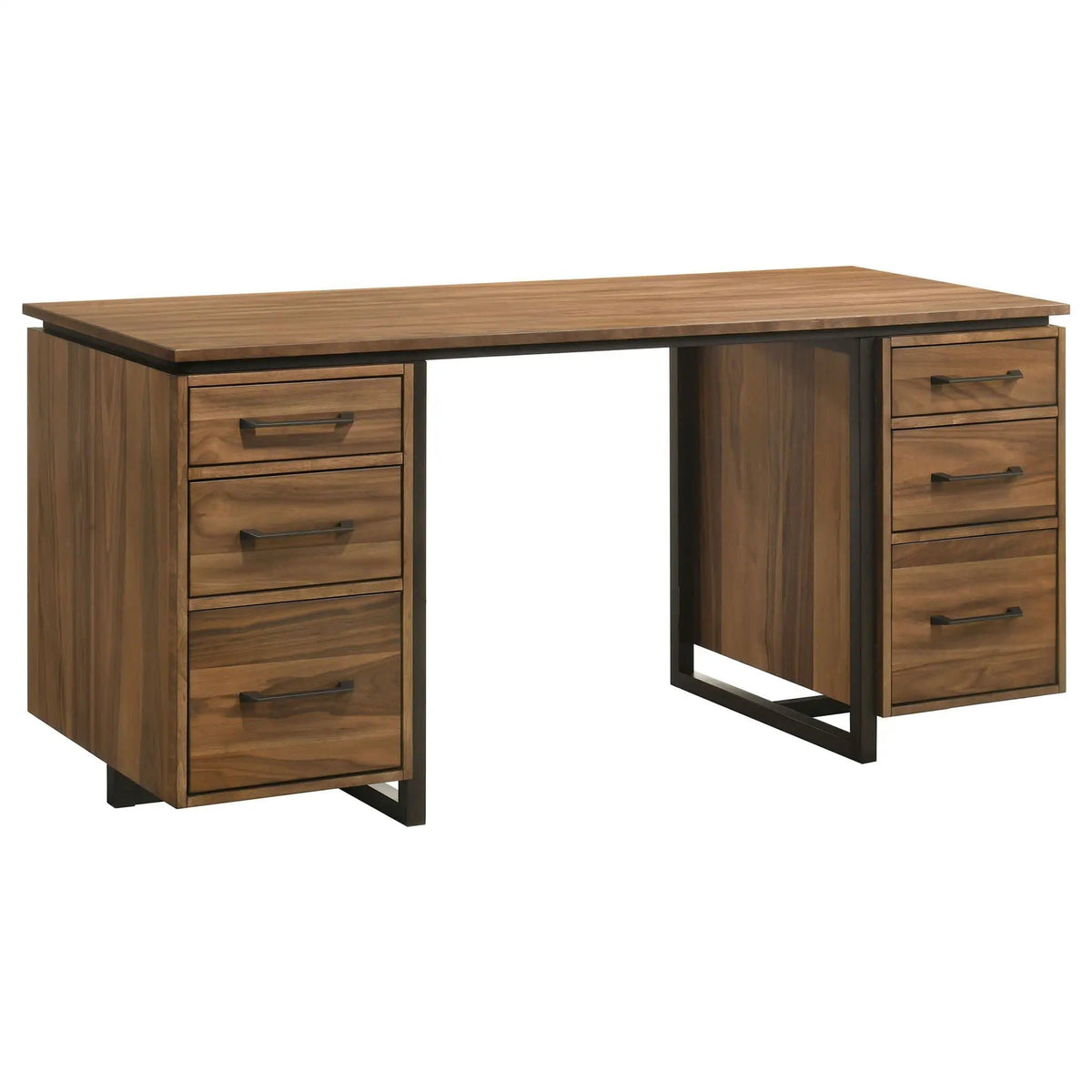 Berhalter 6-Drawer Double Pedestal File Computer Desk | 63 x 25.75 x 30 in | Rubberwood & Engineered Wood | Home Office