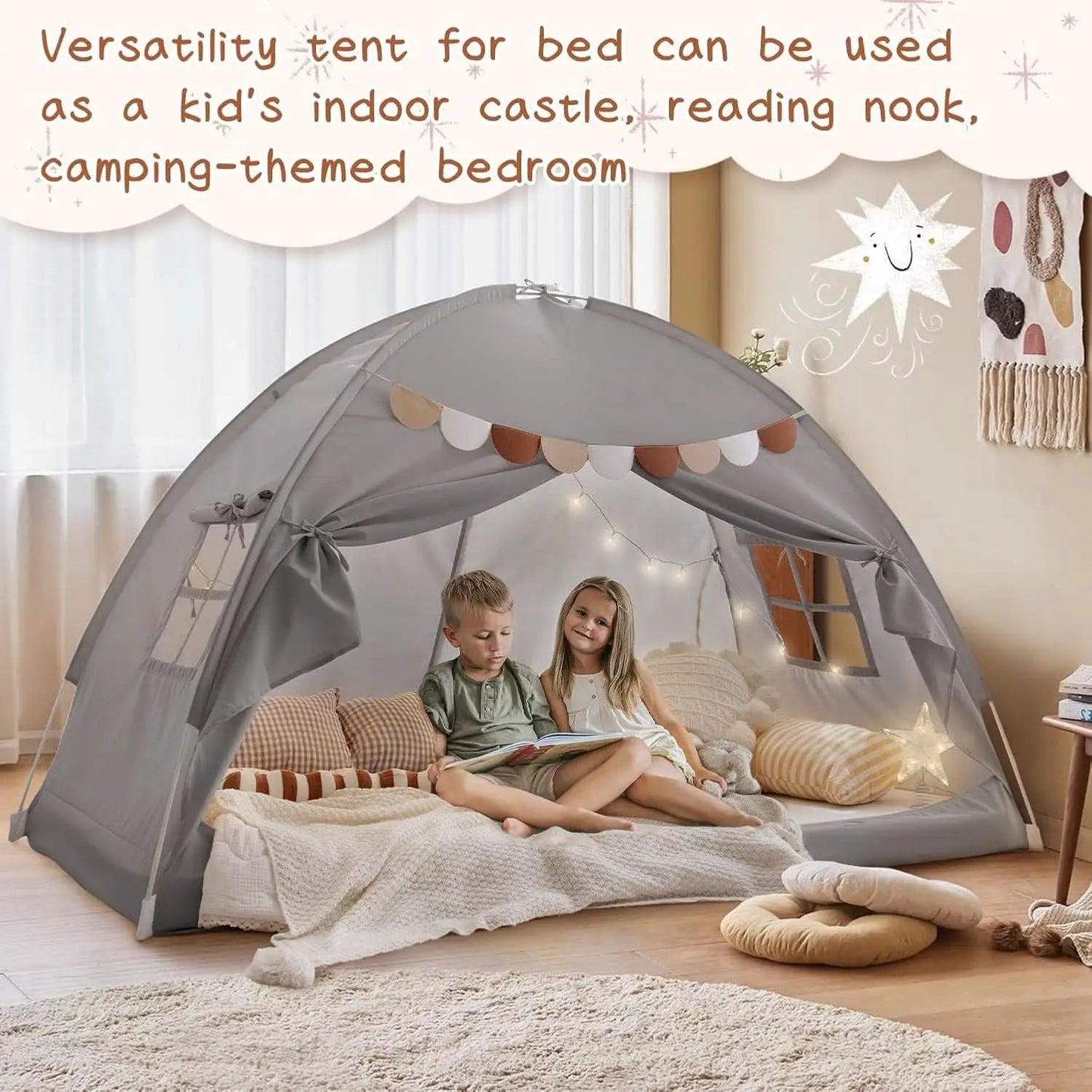 Twin Bed Tent Canopy Blackout Privacy PlayhouseKit from PriceLows™