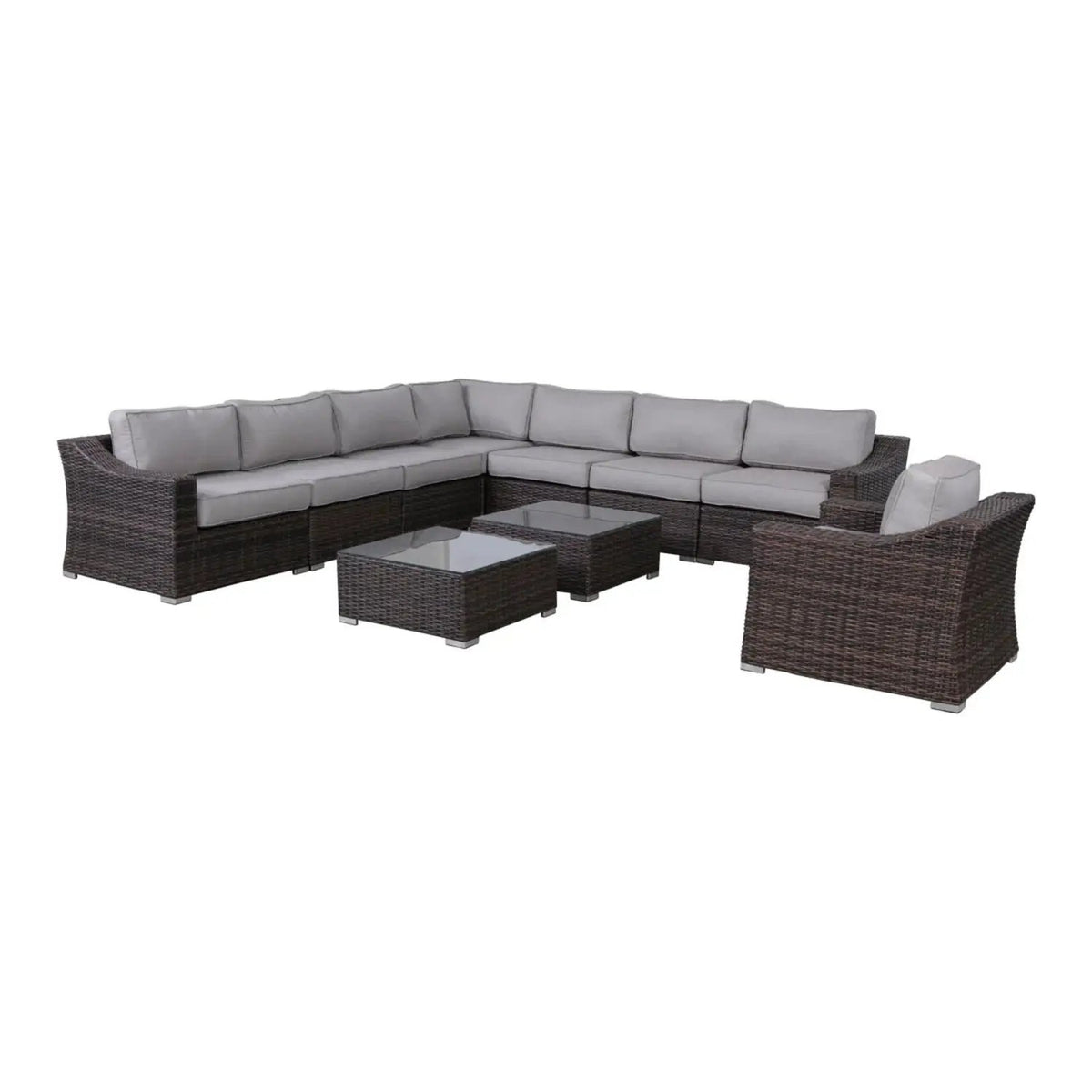 Outdoor Wicker Conversation Set | All-Weather Resin | Tempered Glass Table | 5 Inch Cushions