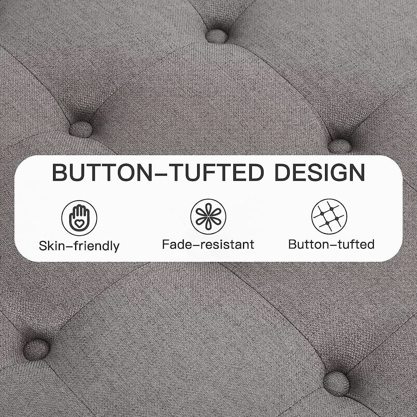 Grey Tufted Storage Ottoman Square For Living Room from PriceLows™