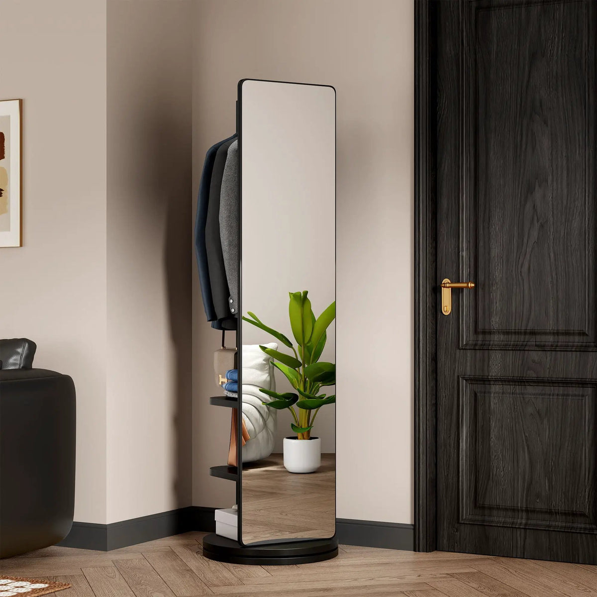 Full Length Mirror | 360 Rotation Design | Solid Wood Rack