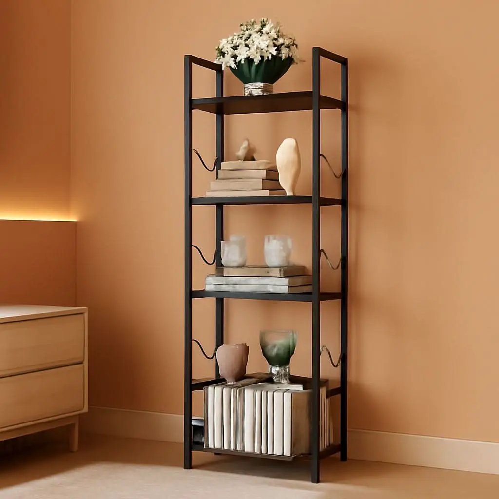 5 Tier Narrow Bookshelf With Edge Protection Bookcase from PriceLows™