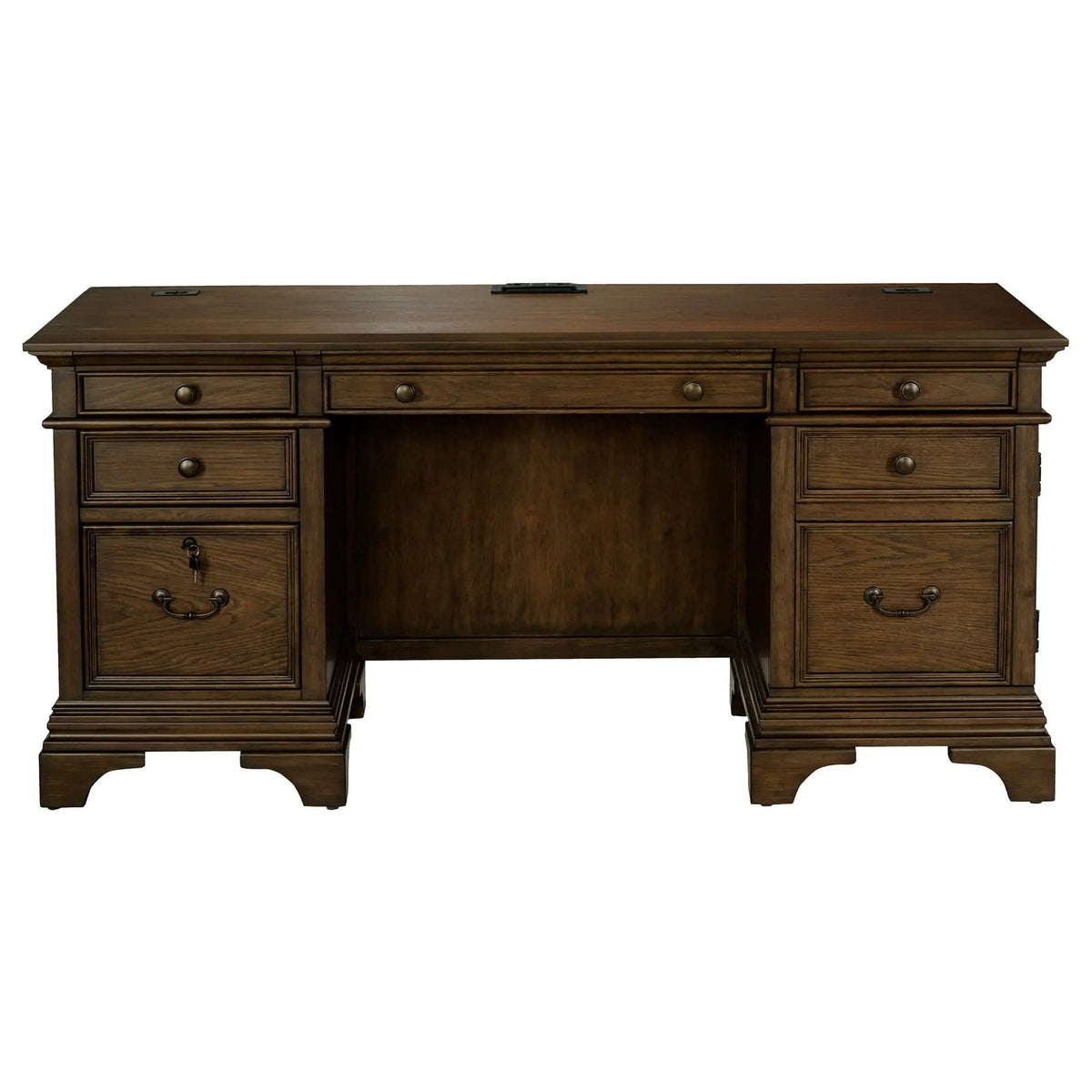 Hartshill 66-inch 5-drawer Credenza Office Desk Burnish | 66 x 24 x 31.25 in | 5-Drawer | Oak