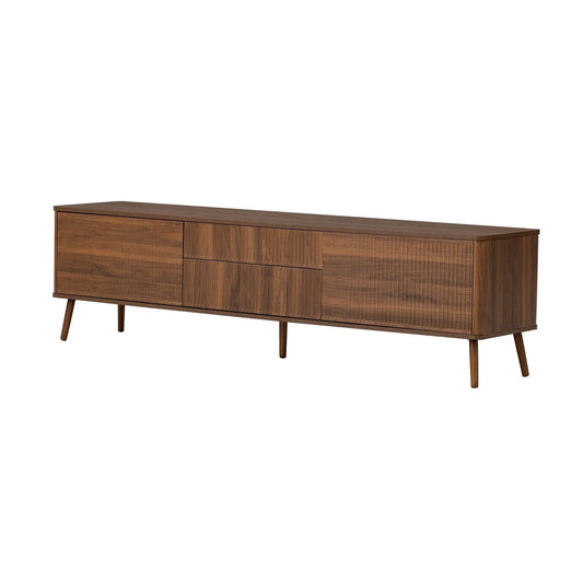 TV Stand | Fluted Cabinet | Soft Close Hinges | Walnut Finish