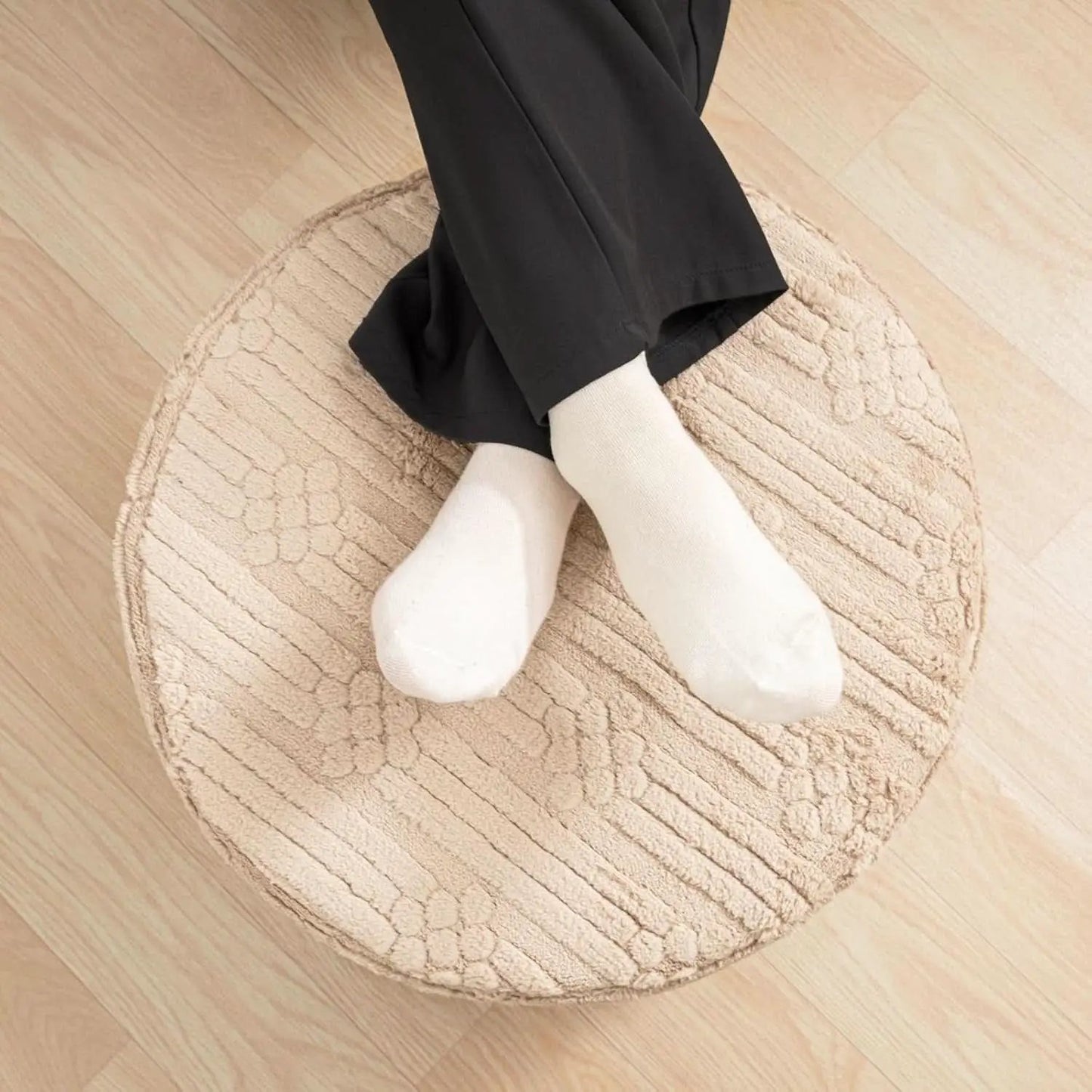 Ultra Plush Floor Pouf Ottoman Foot Rest Light Coffee from PriceLows™