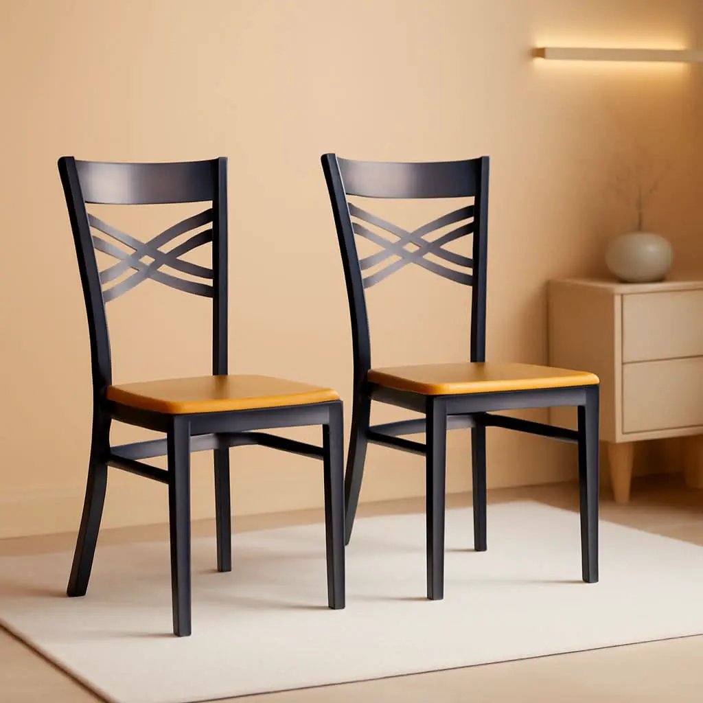 HERCULES Series Clear Coated X Back Metal Restaurant Chair 2 Pack Natural Wood Seat from PriceLows™