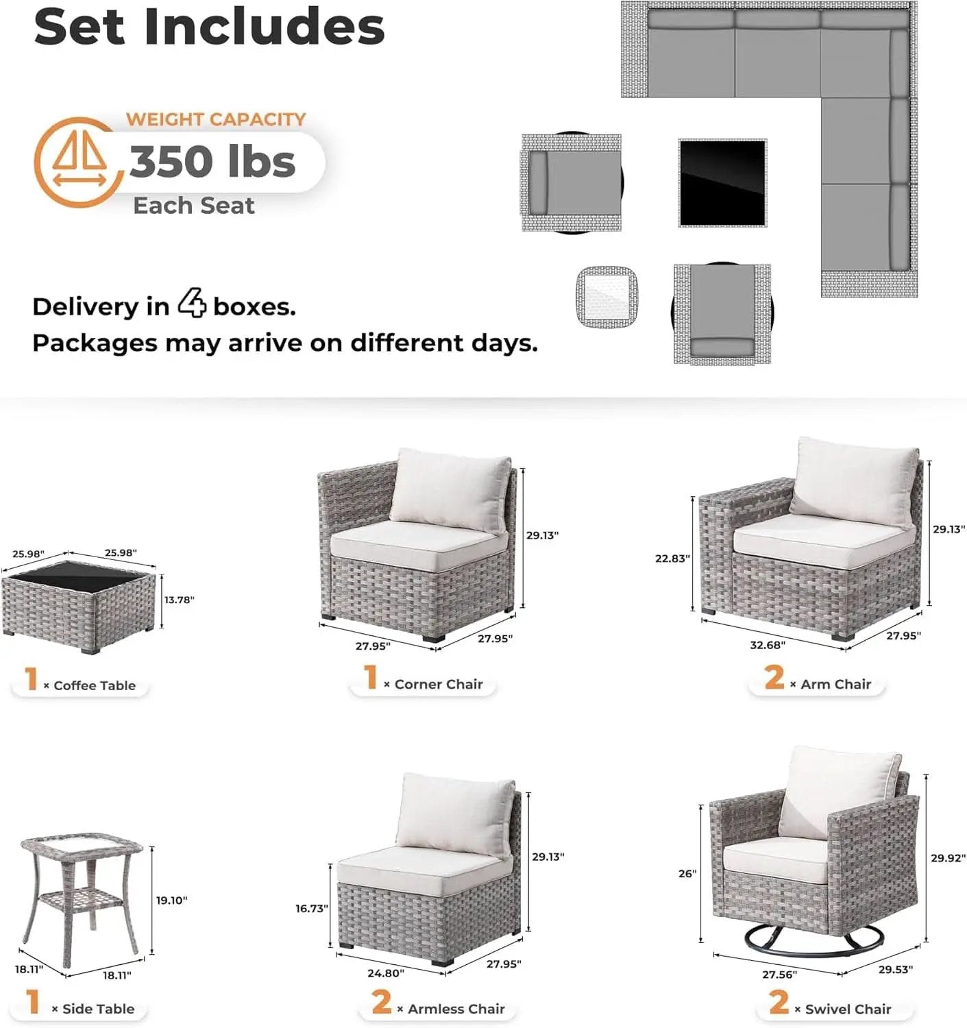 Modern Modular Outdoor Wicker Sectional Sofa Set from PriceLows™