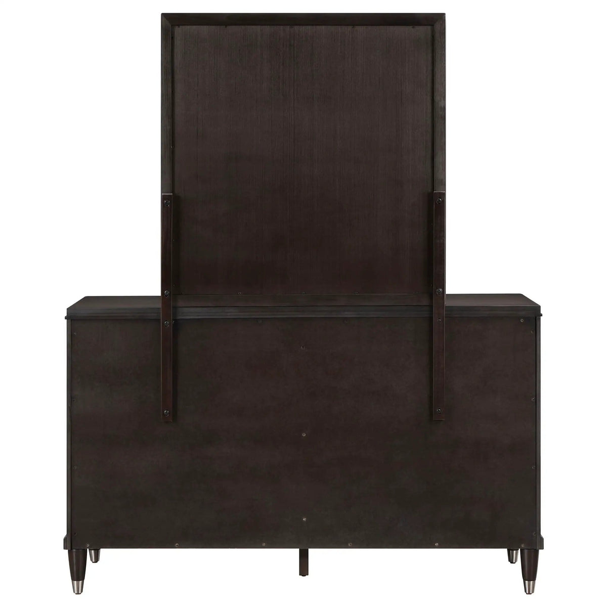 Emberlyn 6-drawer Dresser with Mirror | 64.25 x 20 x 76.75 in | Velvet & Wood | Brown