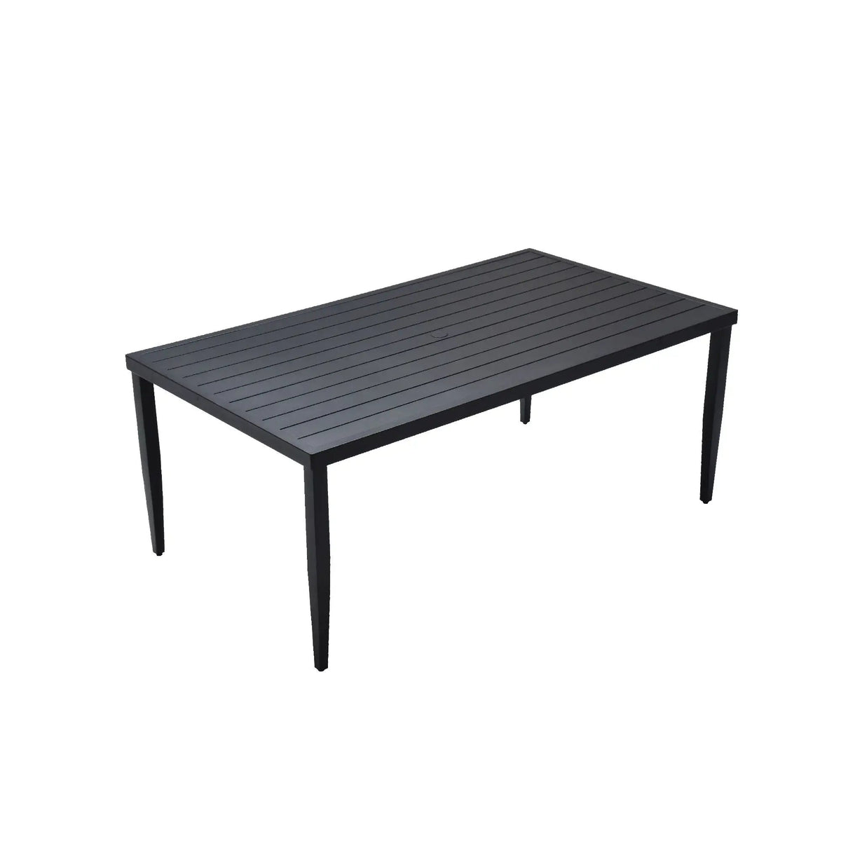 Outdoor Dining Table | Aluminum Frame | Tapered Legs | Umbrella Hole