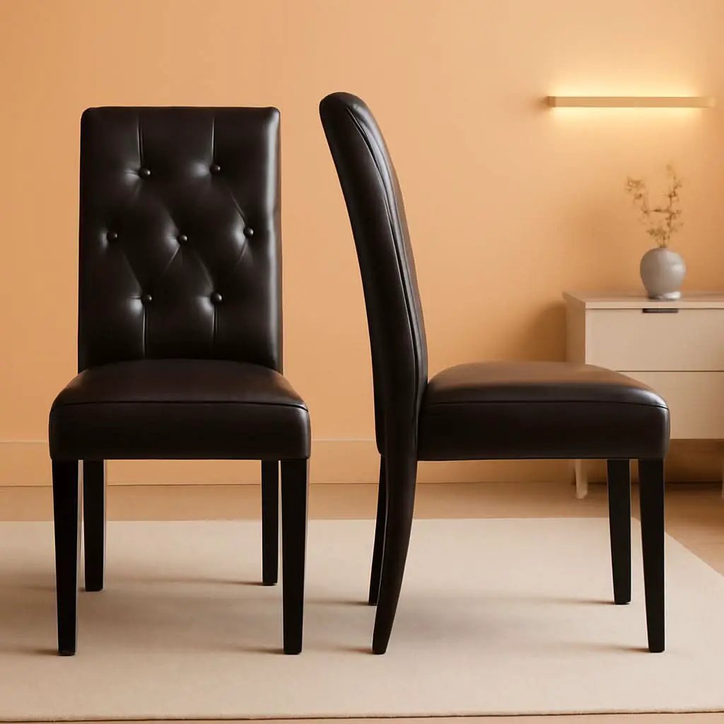 Faux Leather Dining Chairs Brown Set Of 2 For Dining Room from PriceLows™