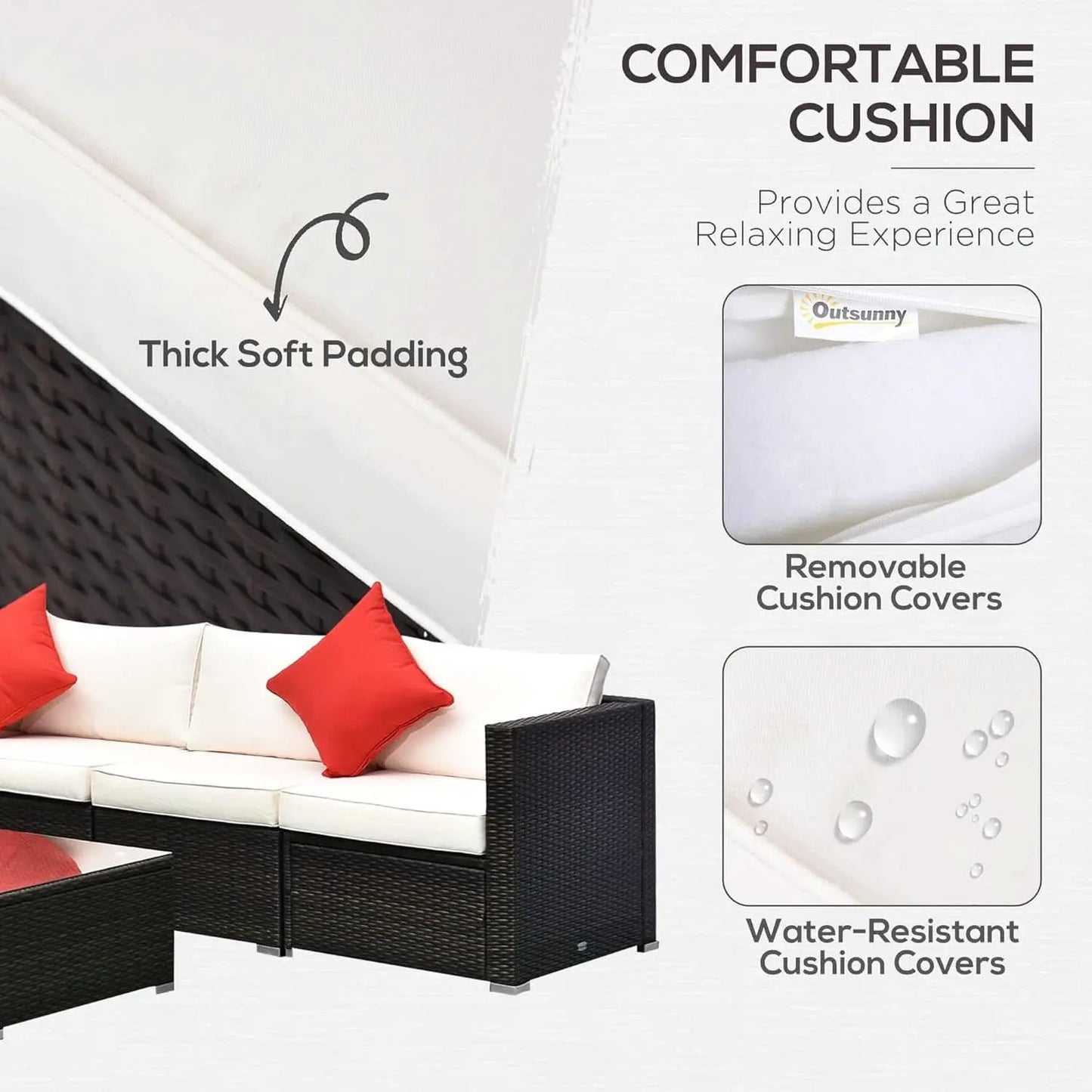 Six Piece Outdoor Wicker Sectional Sofa Set with Ottoman from PriceLows™