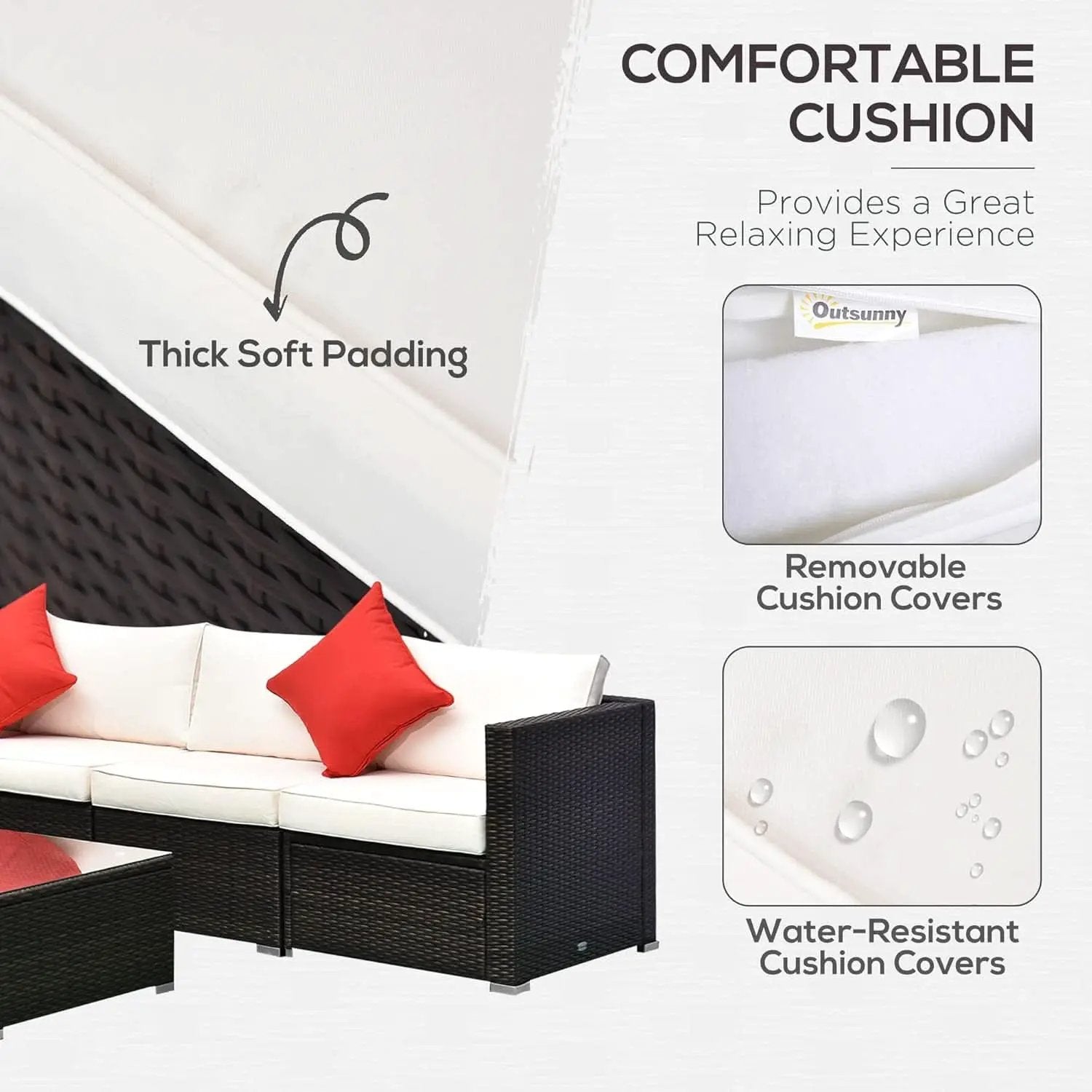 Six Piece Outdoor Wicker Sectional Sofa Set with Ottoman from PriceLows™