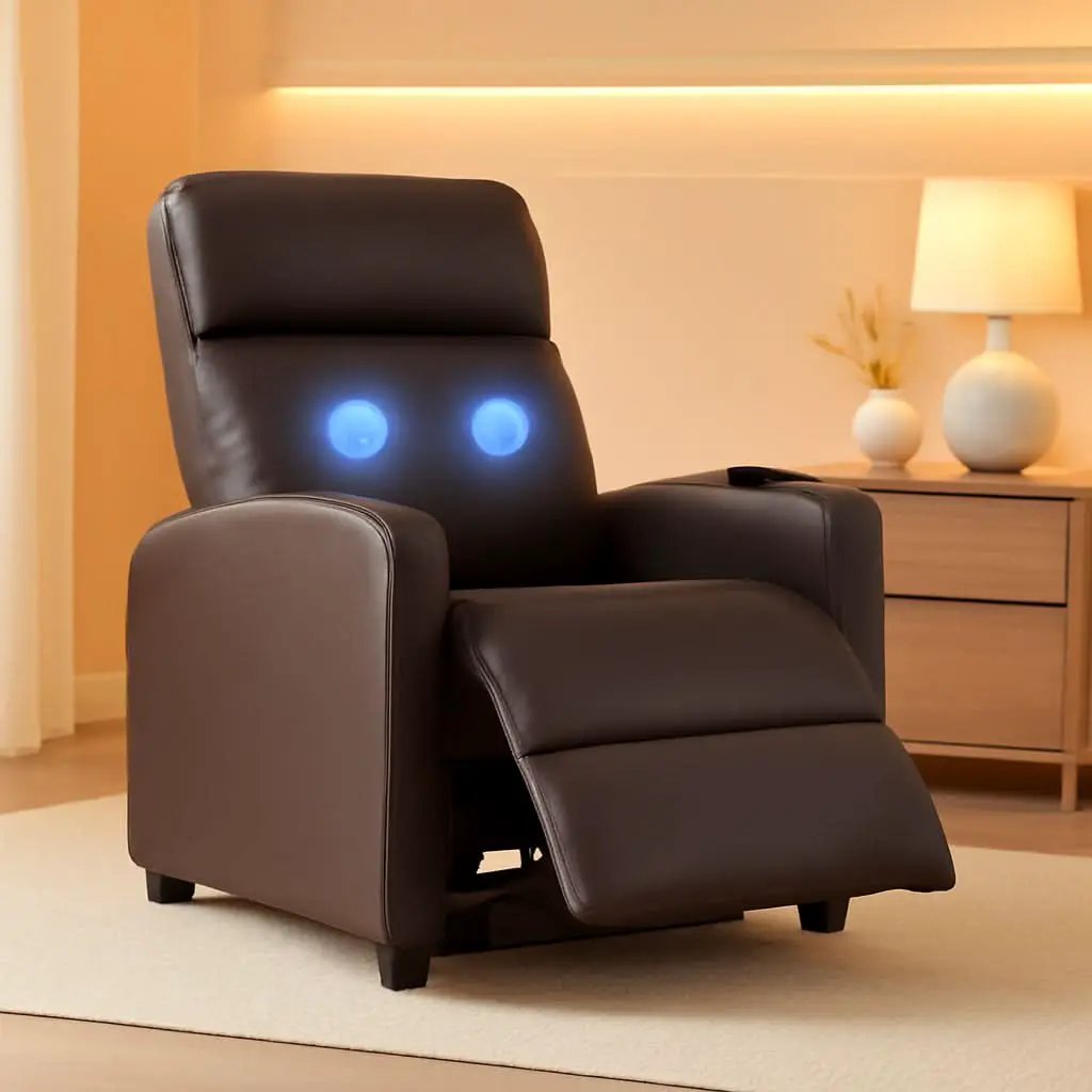 Leather Brown Recliner Chair Massage With Lumbar Support from PriceLows™