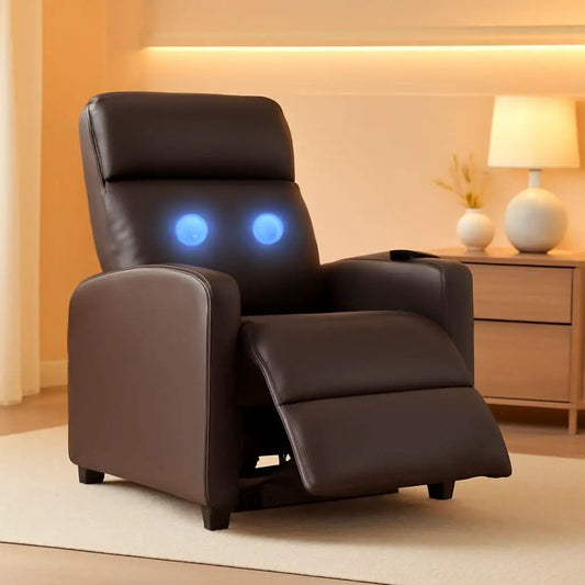 Leather Brown Recliner Chair Massage With Lumbar Support from PriceLows™