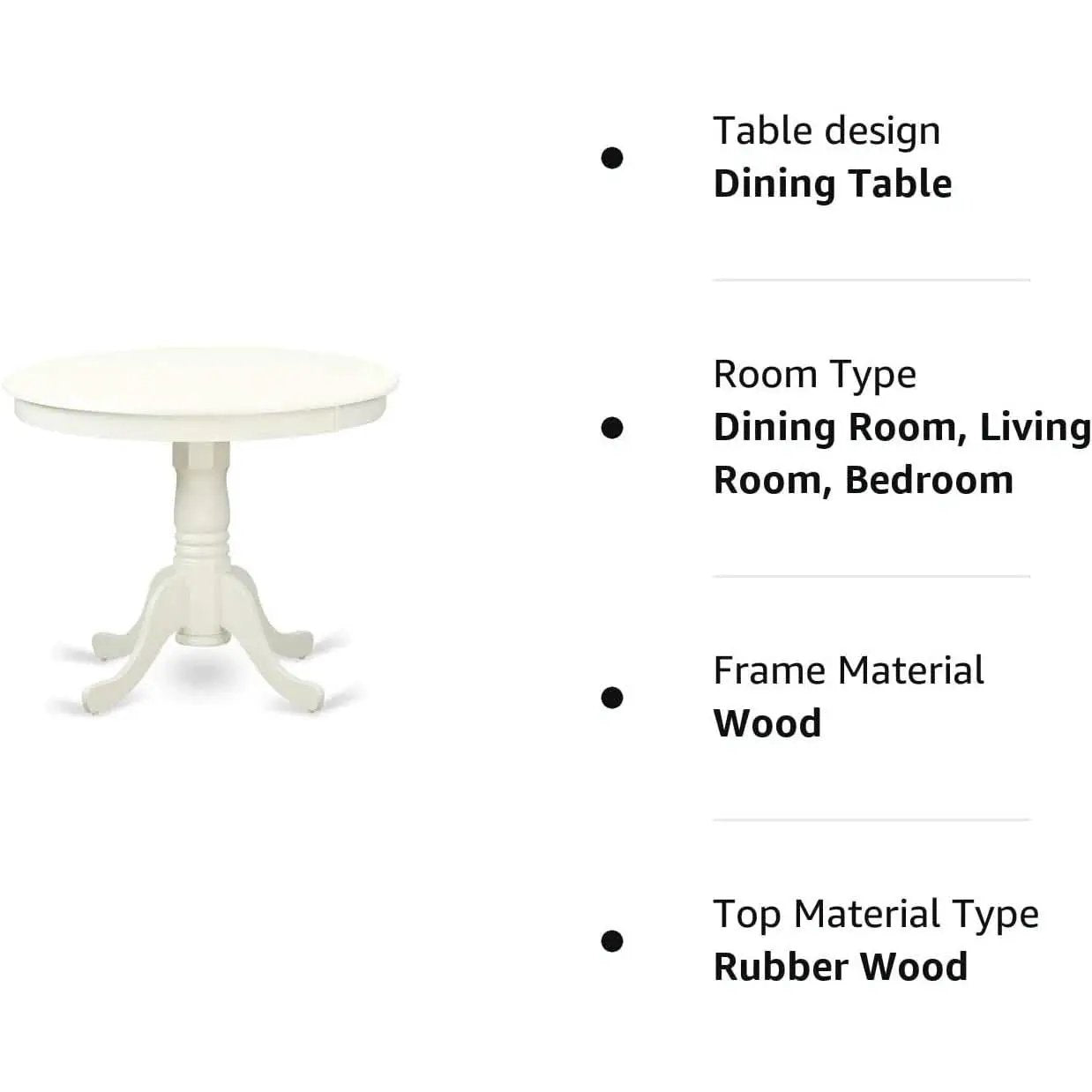 Mid Century Round Solid Wood Dining Table With Linen White Finish from PriceLows™