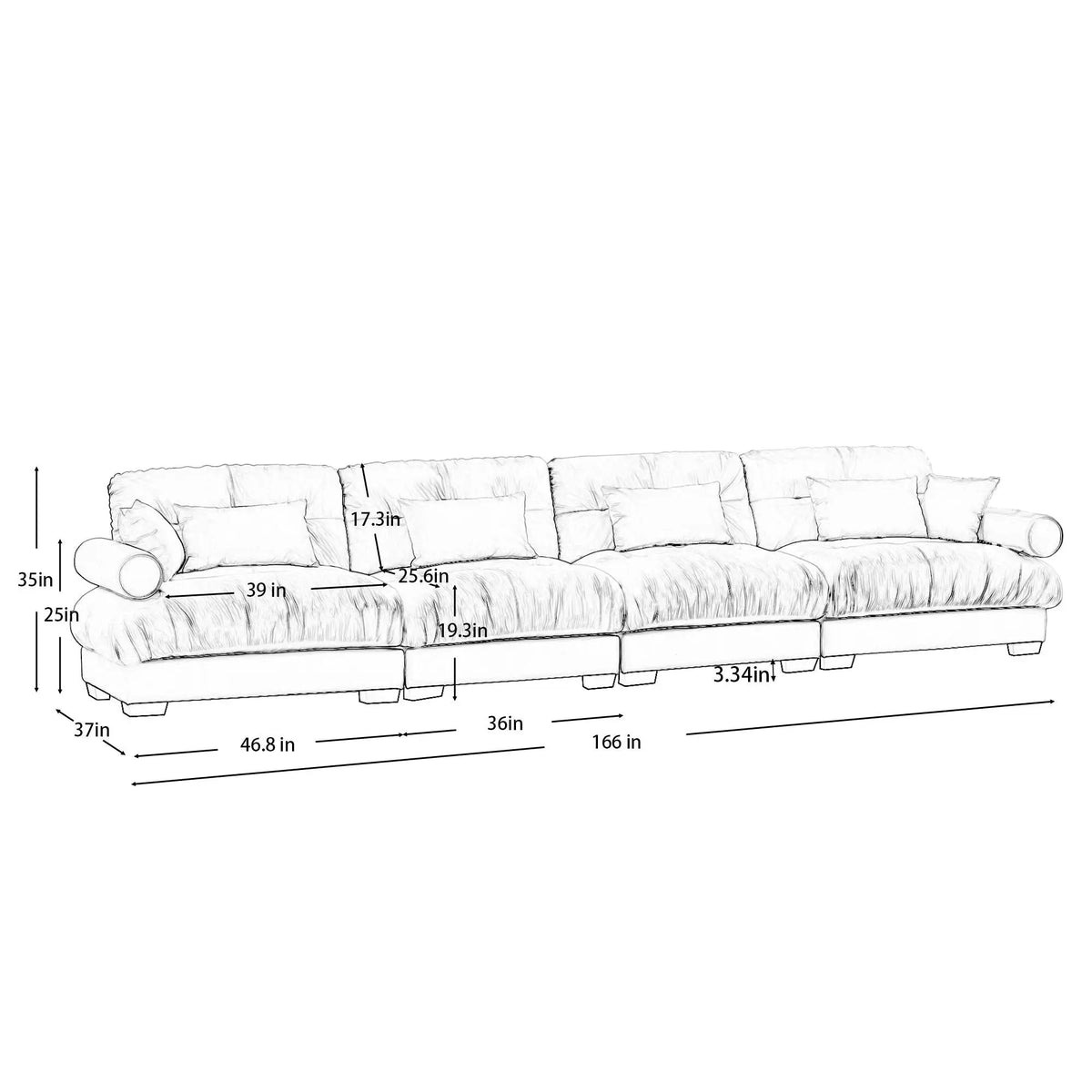 Sectional Sofa | Deep Seat Convertible | Modular Vintage | Oversized