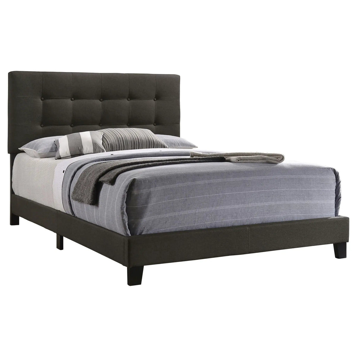 Mapes Upholstered Queen Panel Bed | 64.25 x 87.25 x 49.5 in | Fabric & Wood | Charcoal