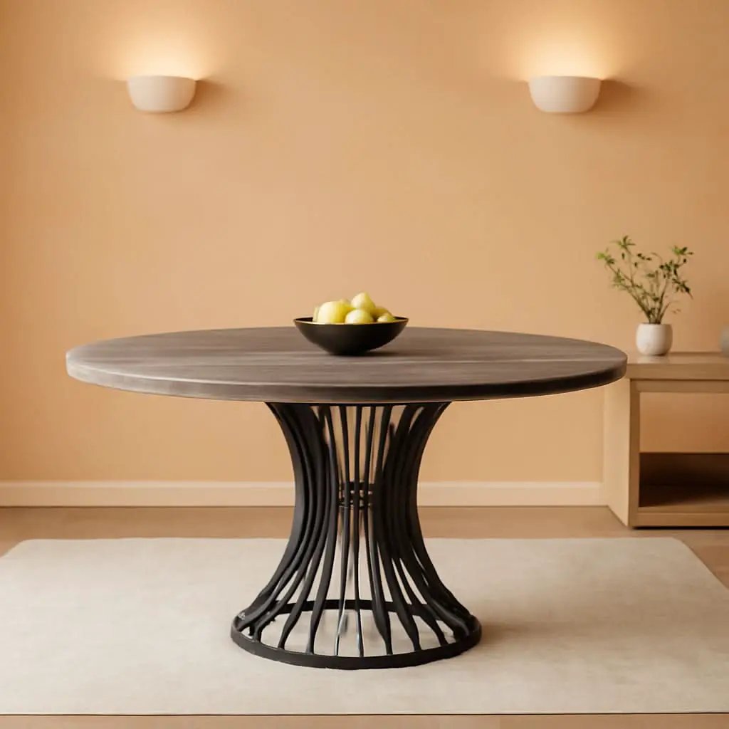 Round Dining Table 47 Inch Grey For Kitchen And Living Room from PriceLows™