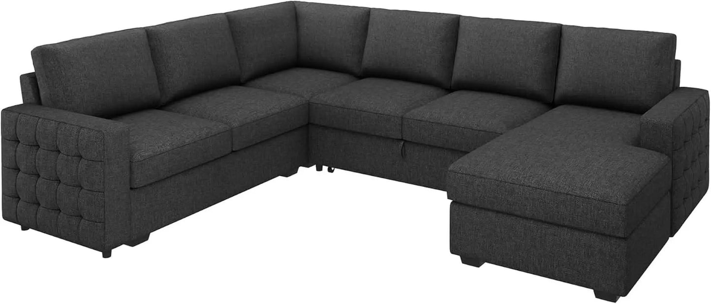 Dark Grey Sectional Sleeper Sofa With Pull Out Bed from PriceLows™