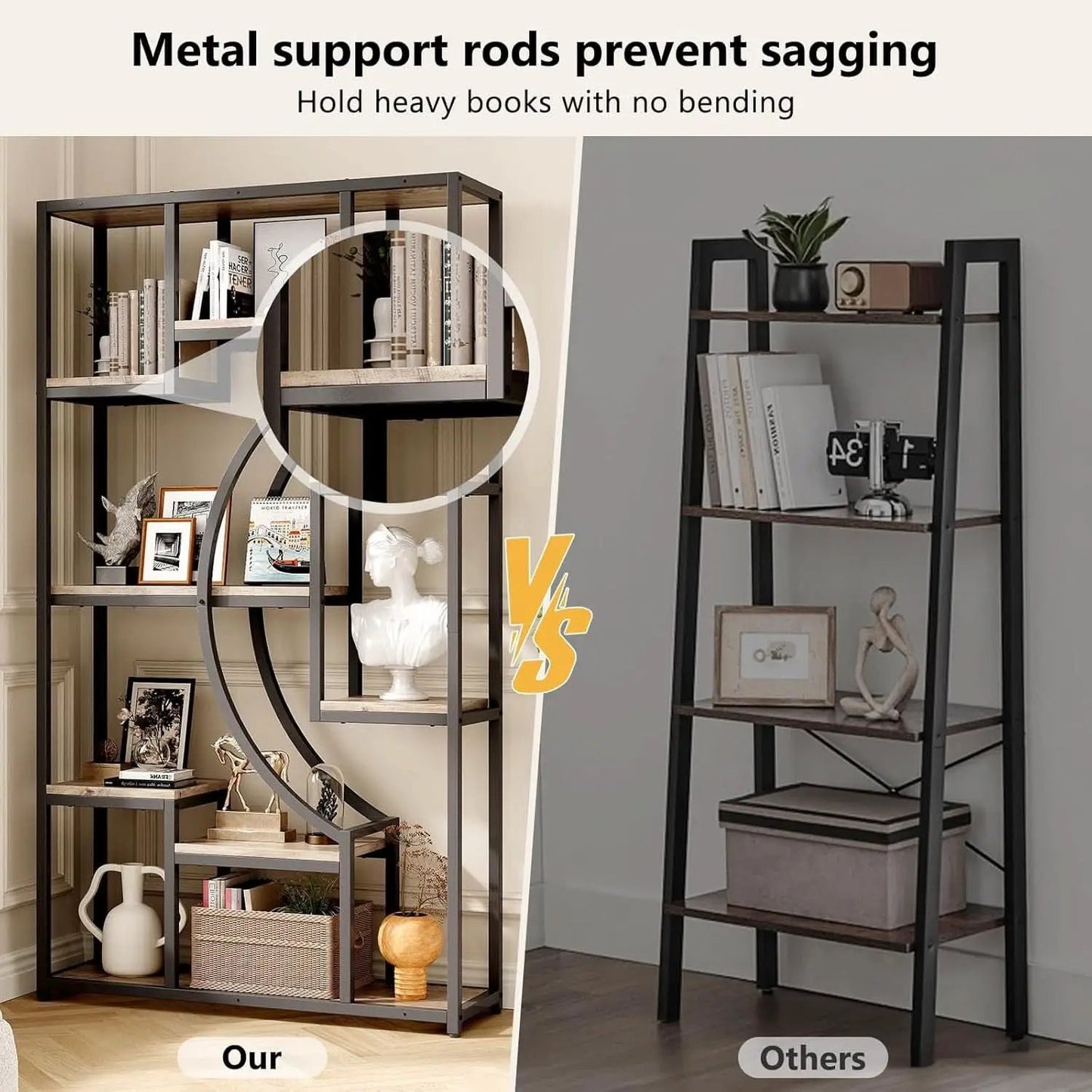 Tall Industrial Bookshelf Set Of 2 Geometric Gray Wash from PriceLows™