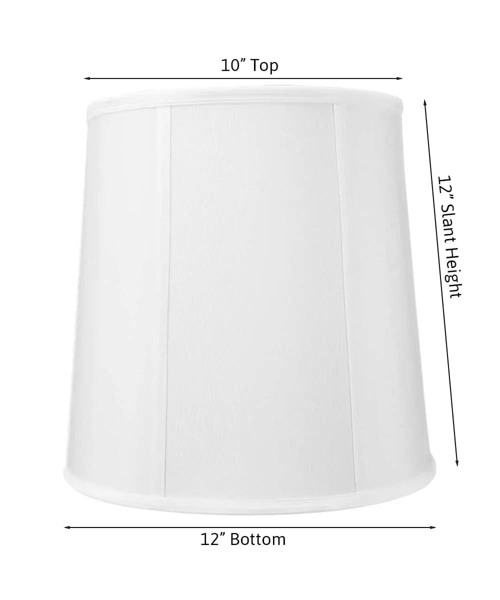 Drum Lampshade | White Linen | Heavy Metal Frame | 10 by 12 In