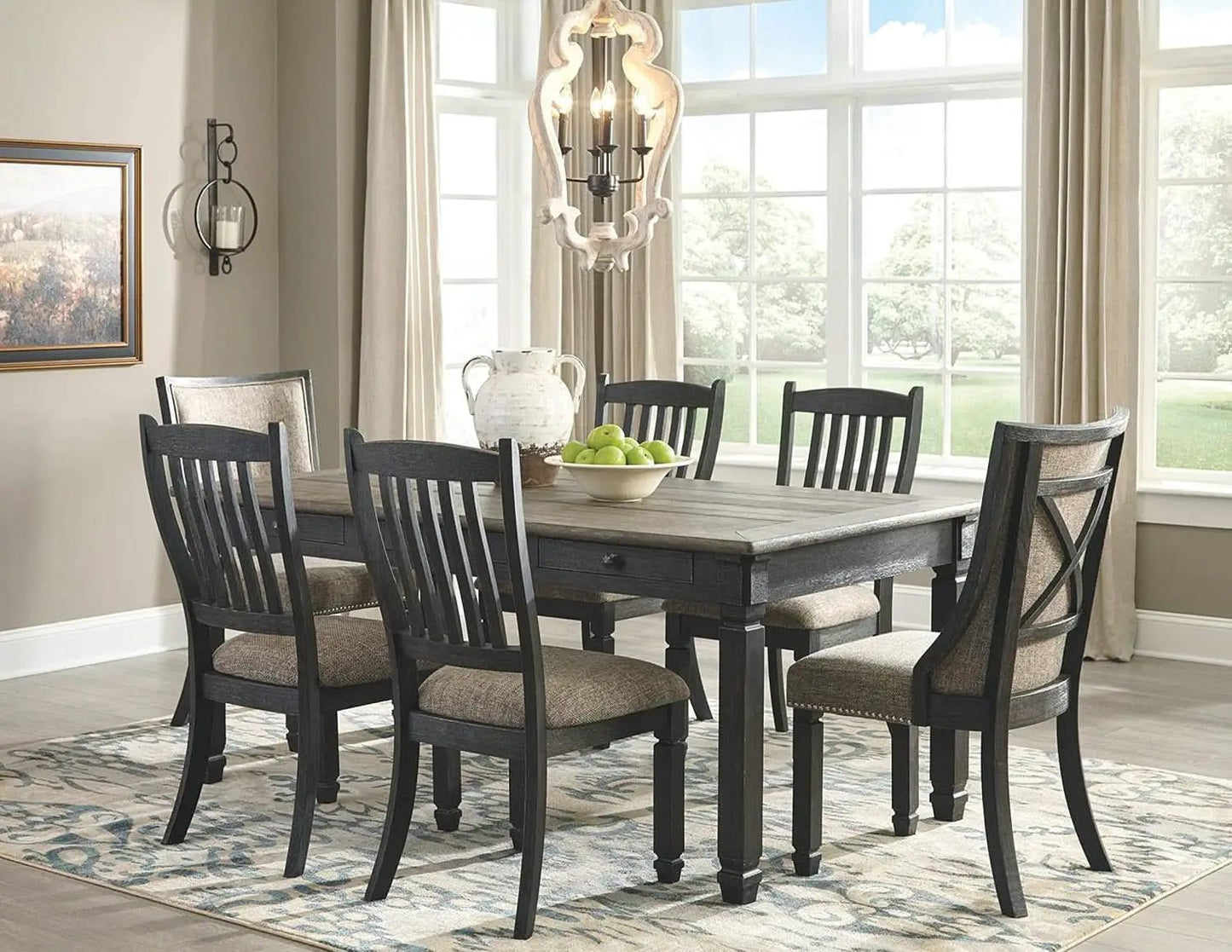 Upholstered Dining Chair 20 Inch Antique Black Set Of 2 from PriceLows™