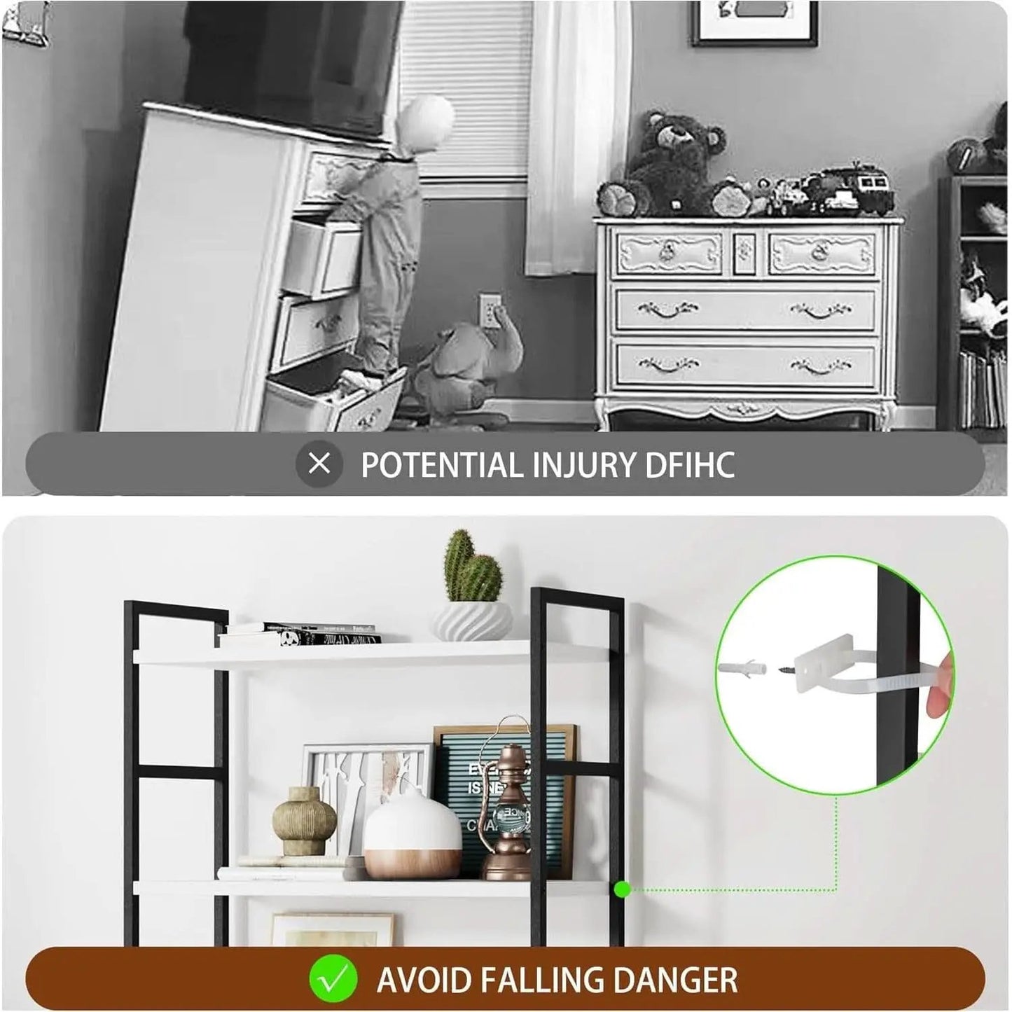 Two Piece Five Tier White Bookshelf Set Industrial Modern Bookcase For Living Room Office from PriceLows™