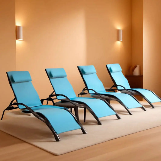 Patio Chaise Lounge Set With 4 Adjustable Recliners And 2 Side Tables from PriceLows™