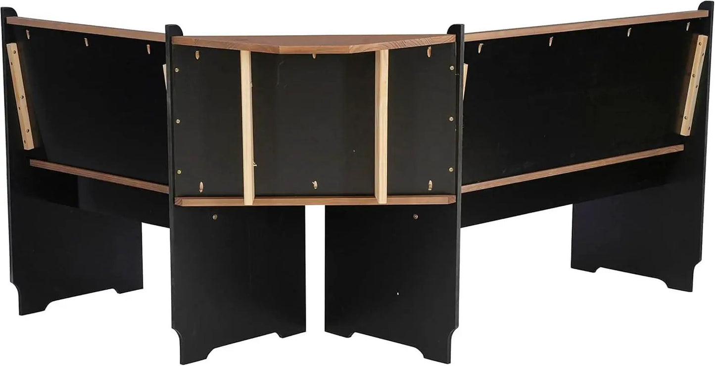 Black Pecan Five Seat Dining Set With Storage Benches from PriceLows™
