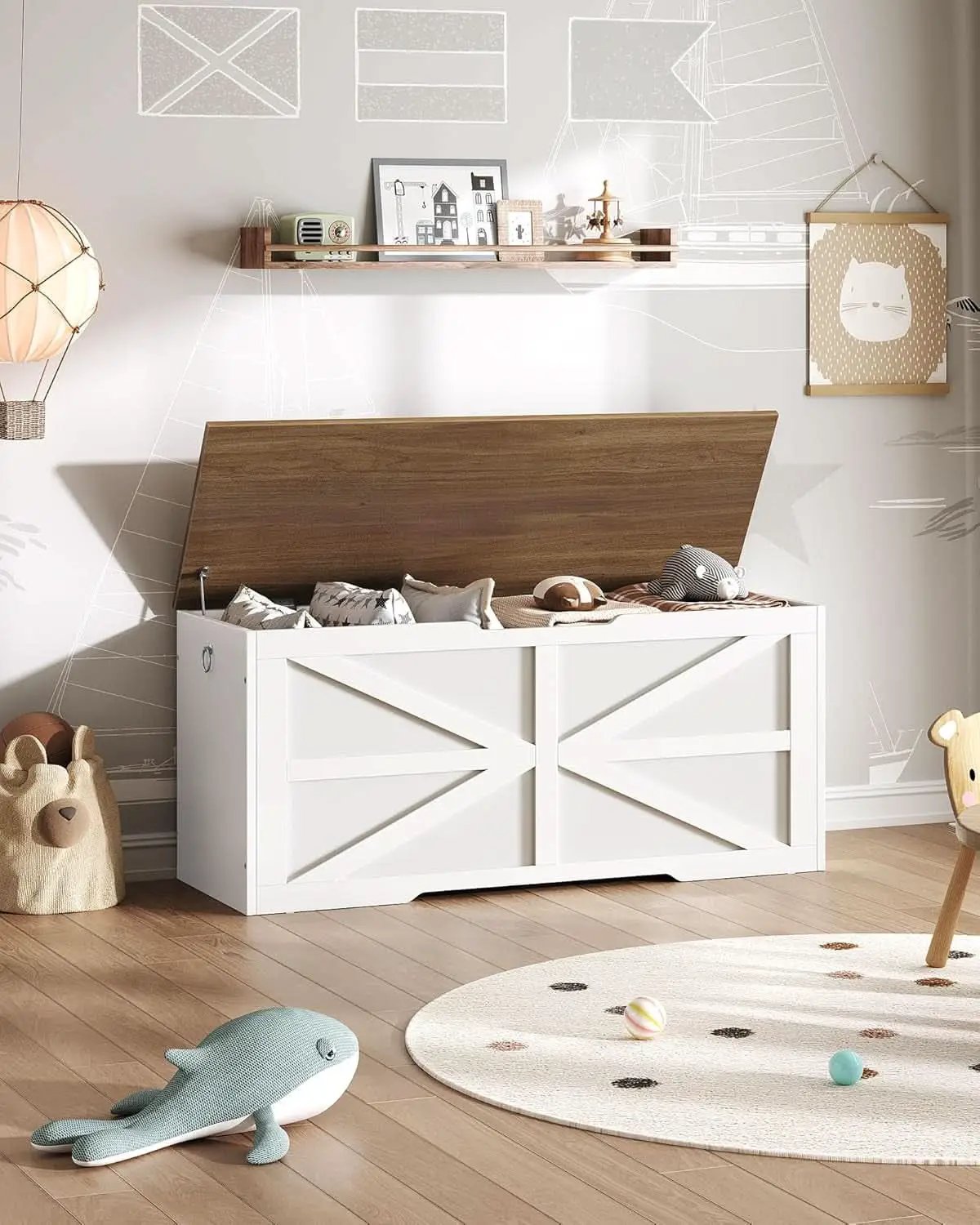 TwoTone Walnut White Storage Chest Durable 43.3Inch from PriceLows™