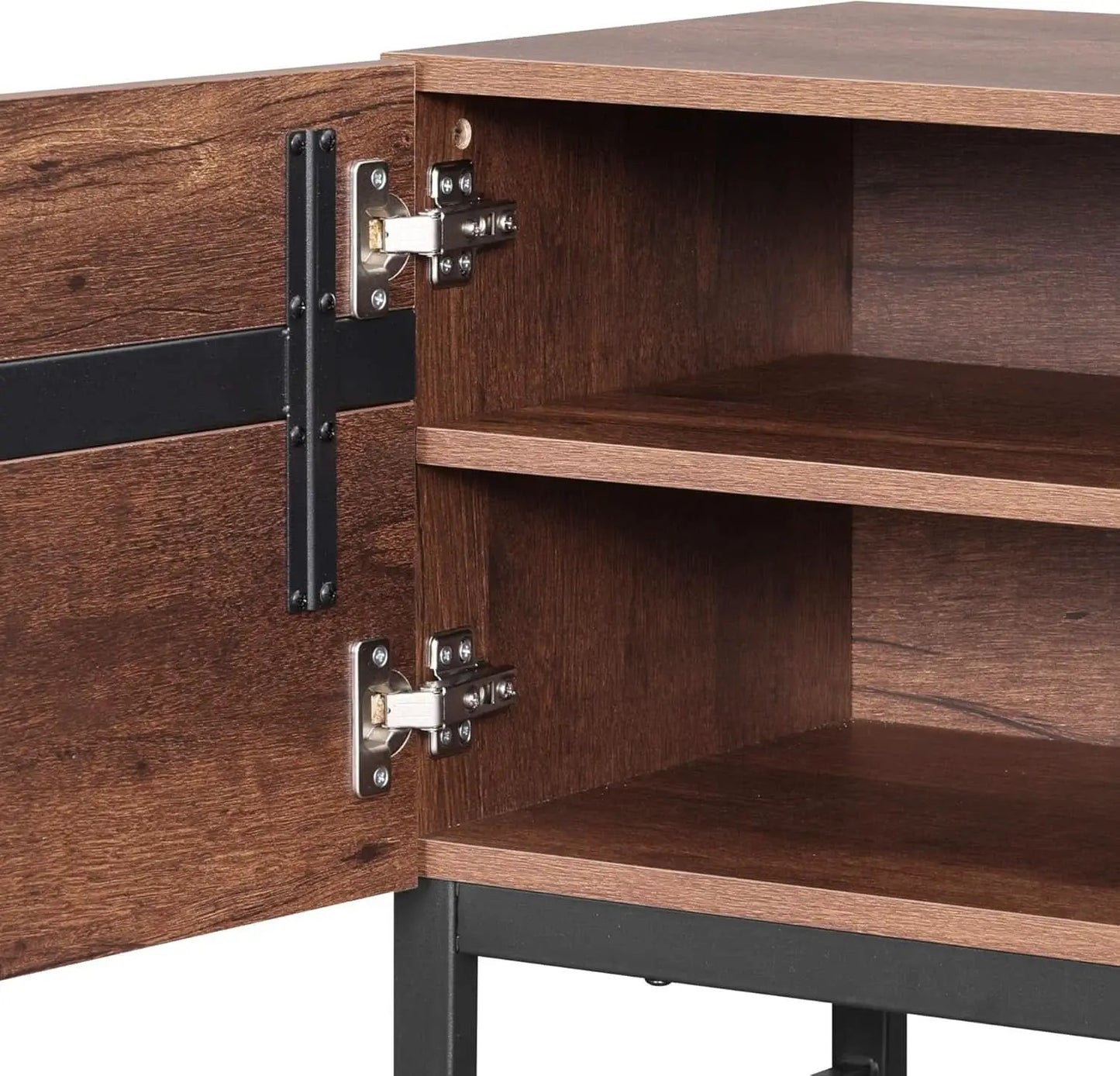 3 In 1 Modern TV Stand For TVs Up To 110 Inches With Storage Cabinets And Metal Base Walnut Brown from PriceLows™