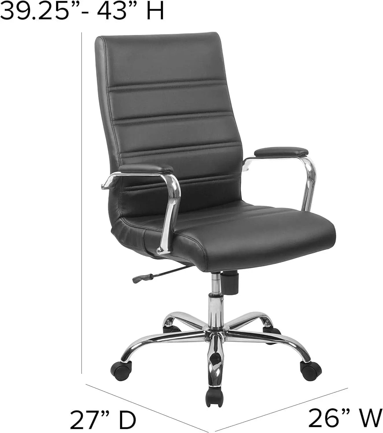 Whitney High Back Leathersoft Desk Chair Adjustable Height Swivel Black Chrome from PriceLows™