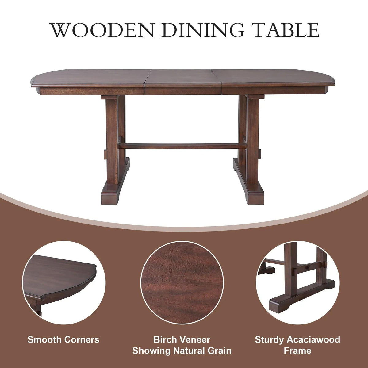 6 Piece Extendable Dining Table Set, Wood Table With Removable Leaf, 4 Upholstered | 6-Piece Set | Solid Wood & Linen | Cherry