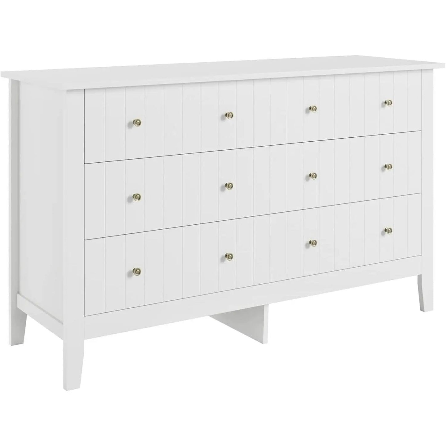 White 6 Drawer Dresser With Deep Space Finish Storage from PriceLows™