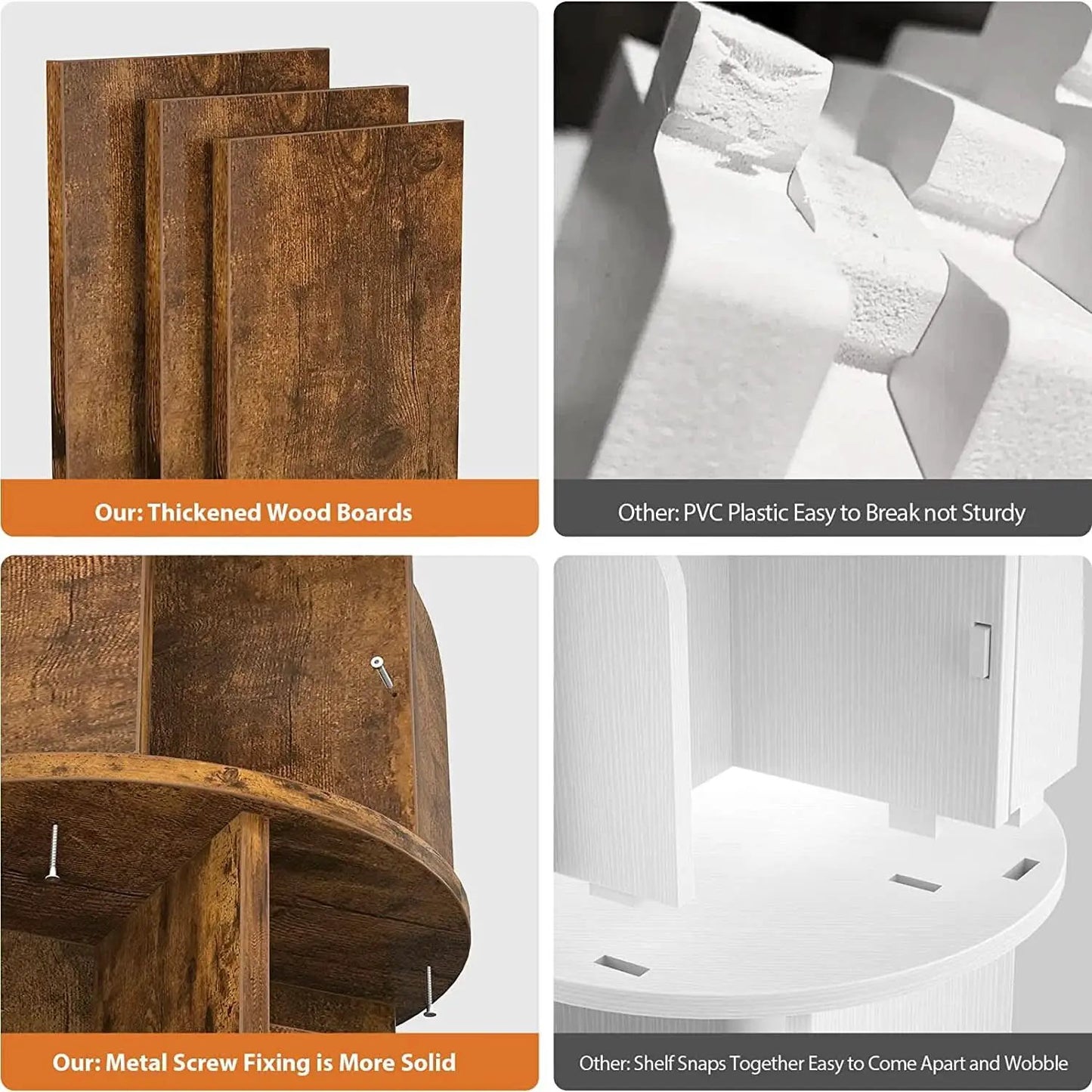 Rotating Corner Bookshelf 360 Degree 4 Tier Space Saving from PriceLows™