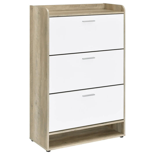 Denia 3-tier Engineered Wood Shoe Cabinet | 31.5 x 11.5 x 49.75 in | Engineered Wood & Veneer | White