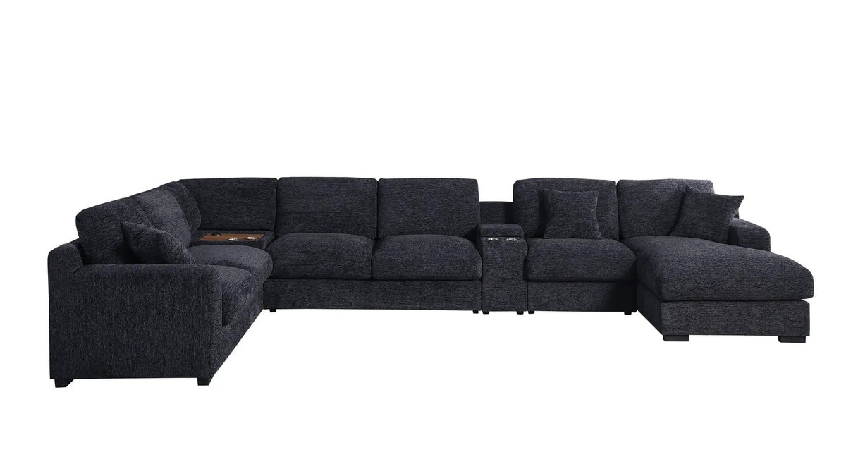 Celine Fabric Corner Sectional Sofa With Right-Facing Chaise, Cupholders, And | 3 Pieces | Fabric | Living Room